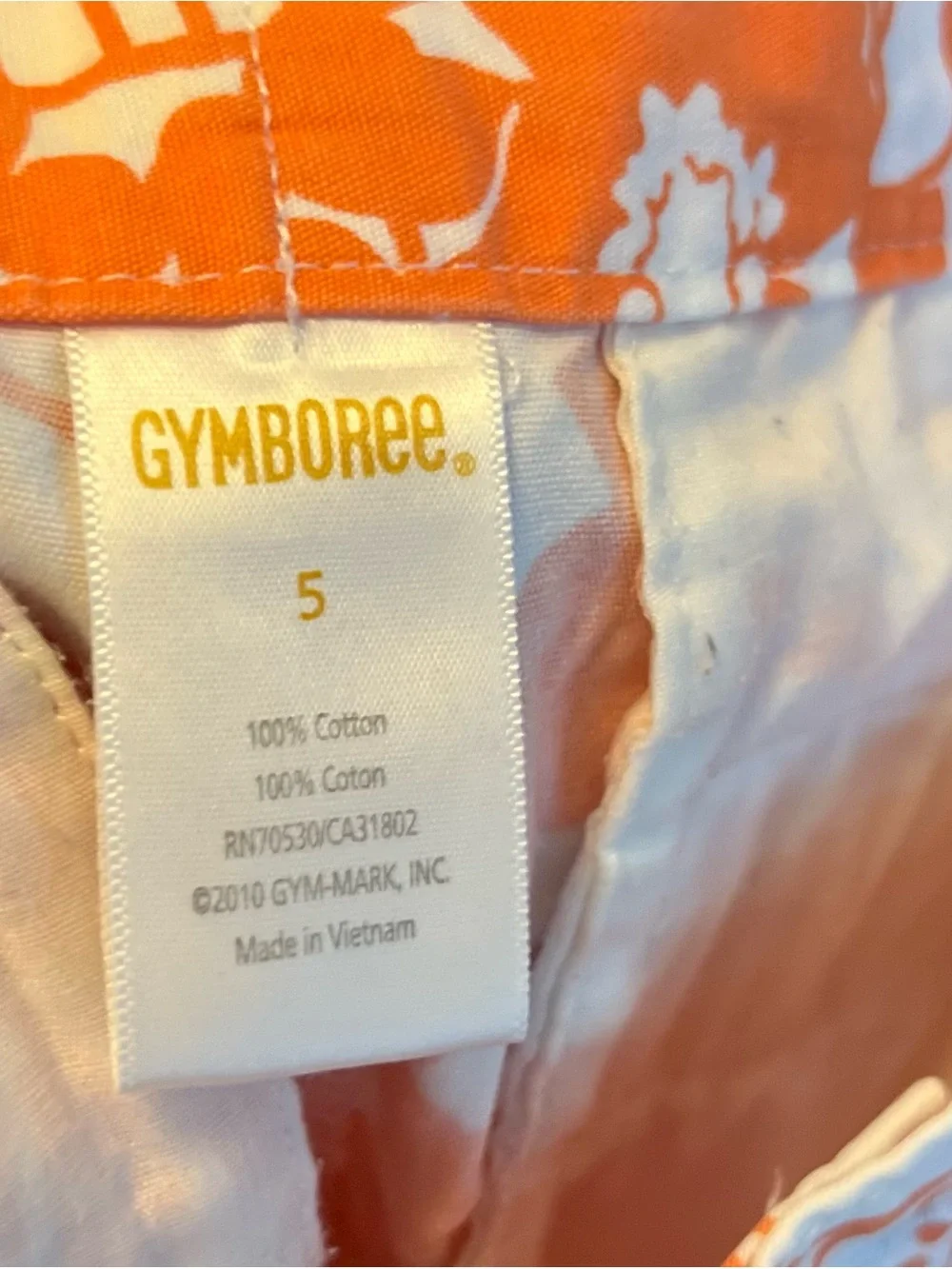 Gymboree Orange and White Floral Cotton Shorts. size 5